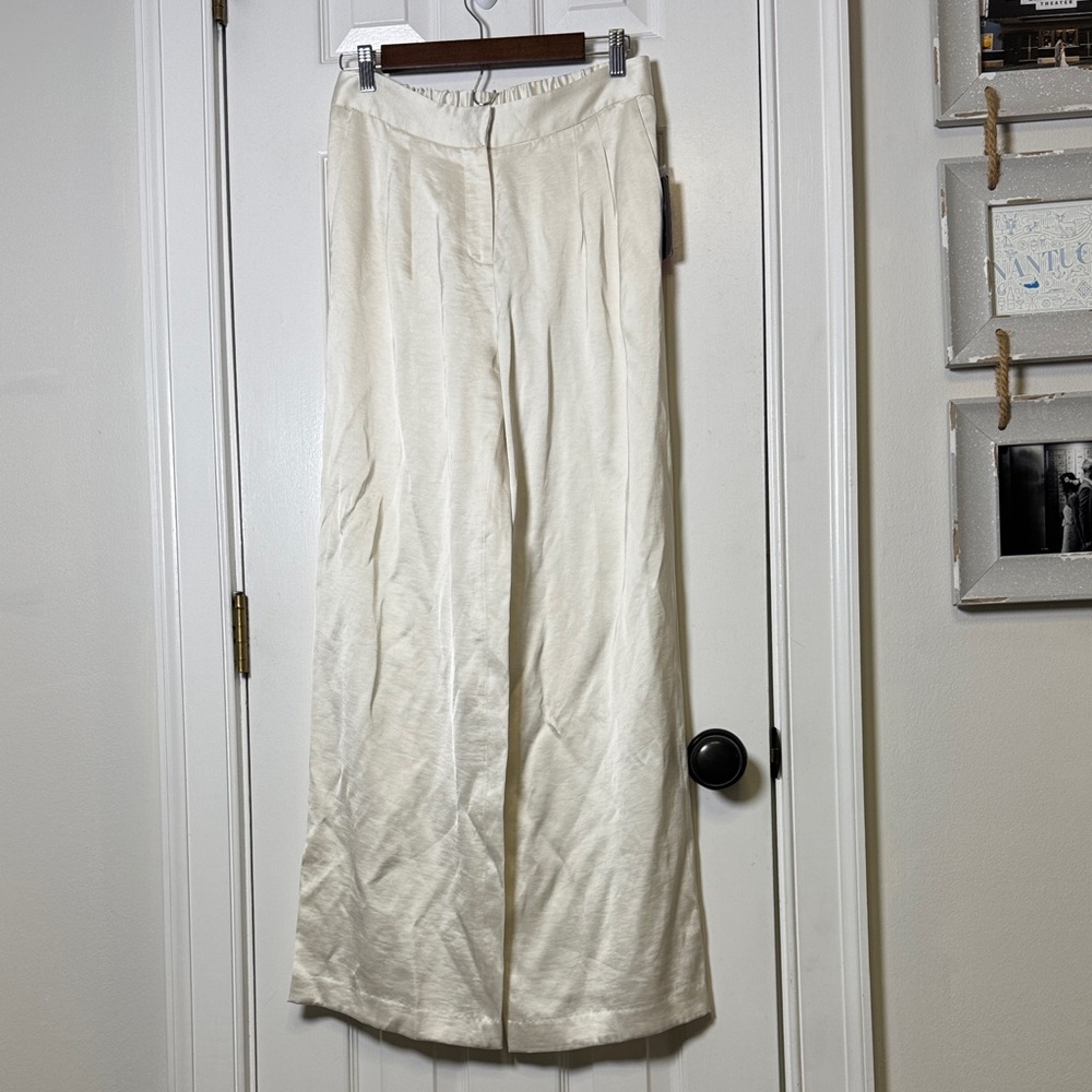 Vince Camuto Ivory Wide Leg Pants NWT Size 2 High Rise $198 Retail - Picture 3 of 7